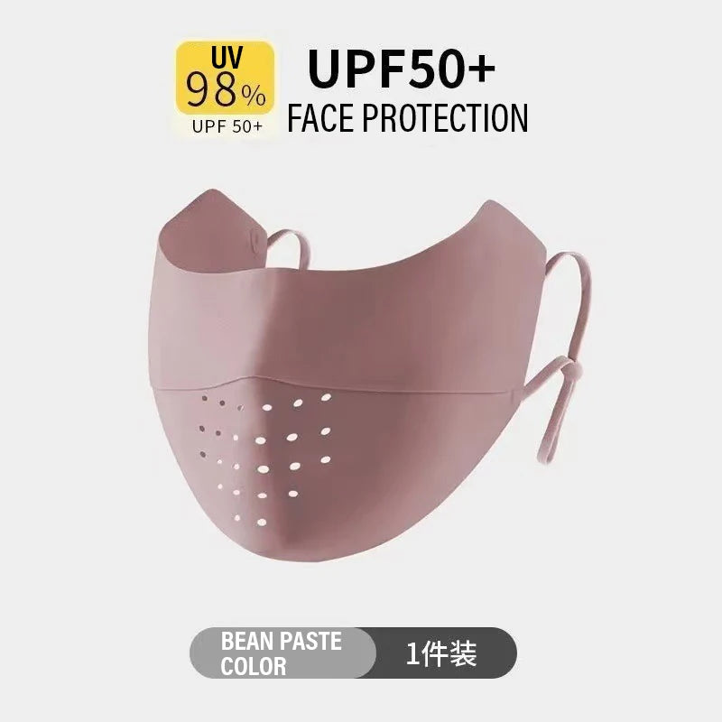 Summer Ice Silk Face Mask UV Sun Protection Respirator Men Women Adjustable Breathable Mask for Outdoor Running Cycling Sports