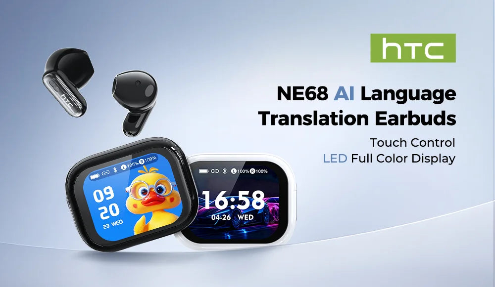 New 2026 HTC NE68 Bluetooth 6.0 Wireless Headphones AI Translation Earphones Long Battery Life Upgrade Free Translator APP