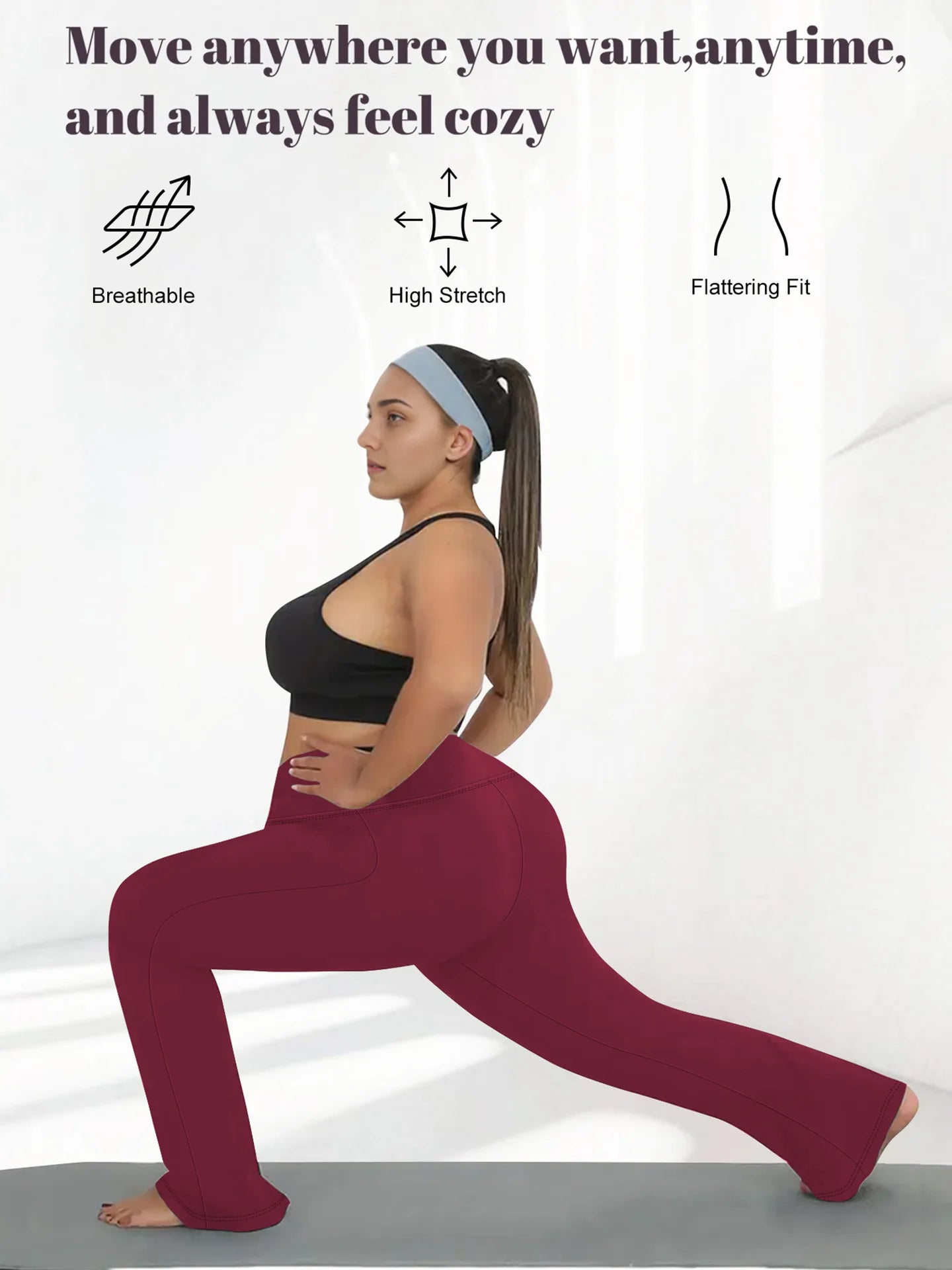 Plus Size Flared Yoga Pants High Waist Tummy Control Wide Leg Elastic Spring Autumn Slim Fitness Leggings