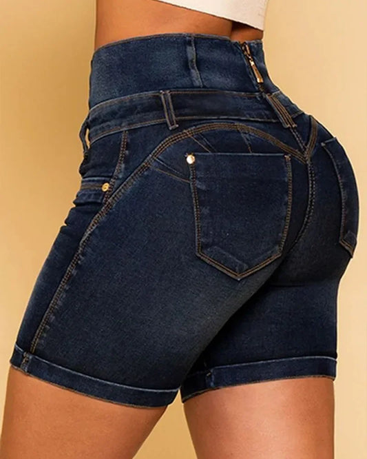 Y2K Clothing Women's Pants 2025 Spring Summer New Fashion Casual Versatile High Waist Pocket Design Denim Shorts Pantalon Femme