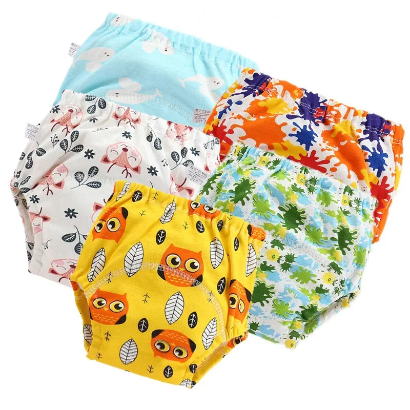 5PC Waterproof Reusable Cotton Baby Training Pants Infant Shorts Underwear Cloth Baby Diaper Nappies Panties Nappy Changing