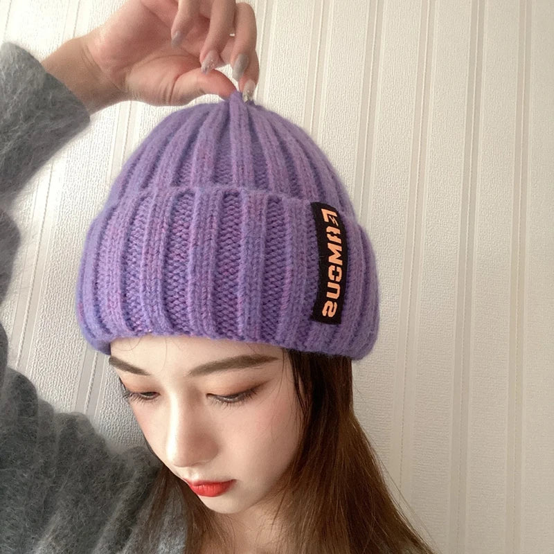 Soft Woolen Knitted Hat For Men Women Solid Color Beanies Autumn Winter Warm Skullies Cap  Crochet Bonnet Unisex Skullcaps gorra