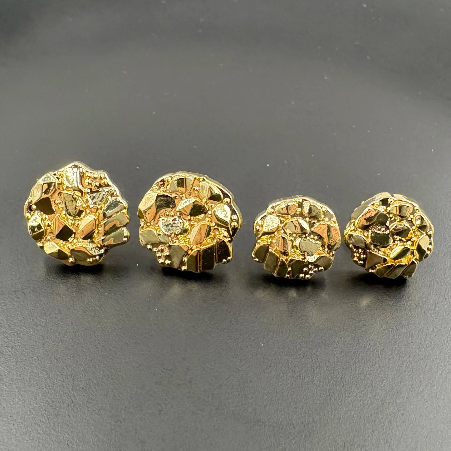 14k Gold Plated 12mm round Stud Earrings for Men And Women Fashion Jewelry Irregular Geometric Shape Gold Nugget Earrings
