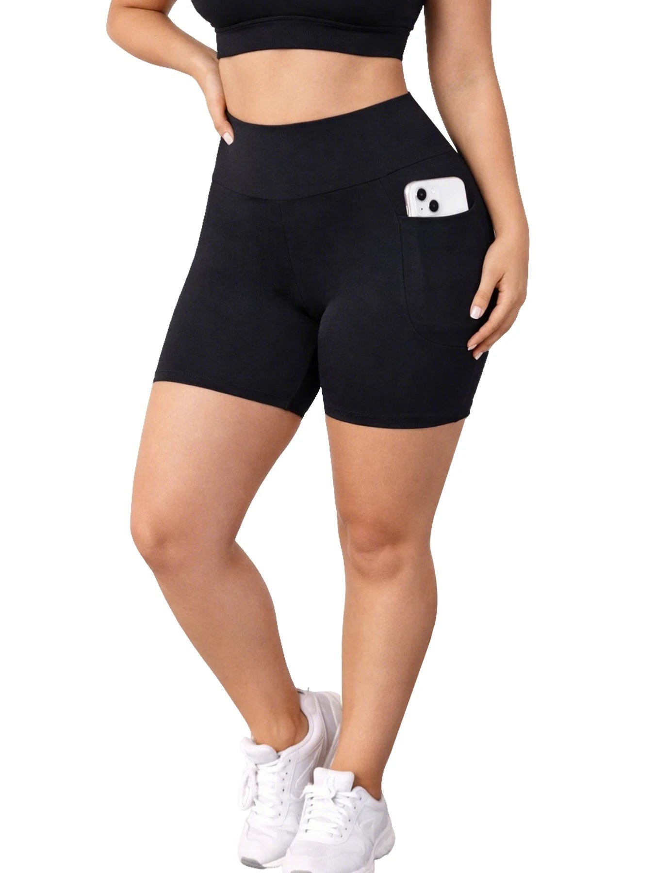 Plus Size Workout Shorts for Women High Waisted Biker with Pockets Super Soft No See Through Tummy Control
