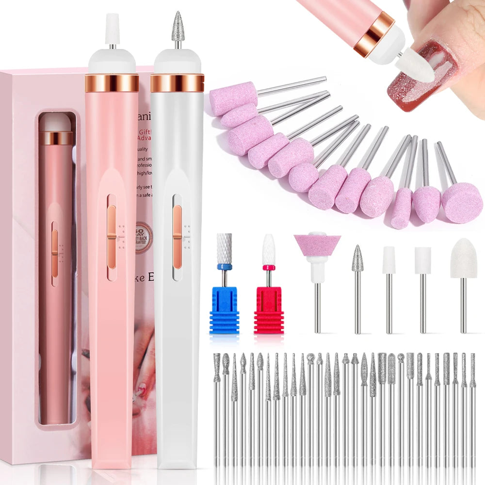 LULAA Electric Nail Drill Kit Rechargeable Cordless Manicure Kit Portable Nail Grinding Polisher for Trim Nails Exfoliating