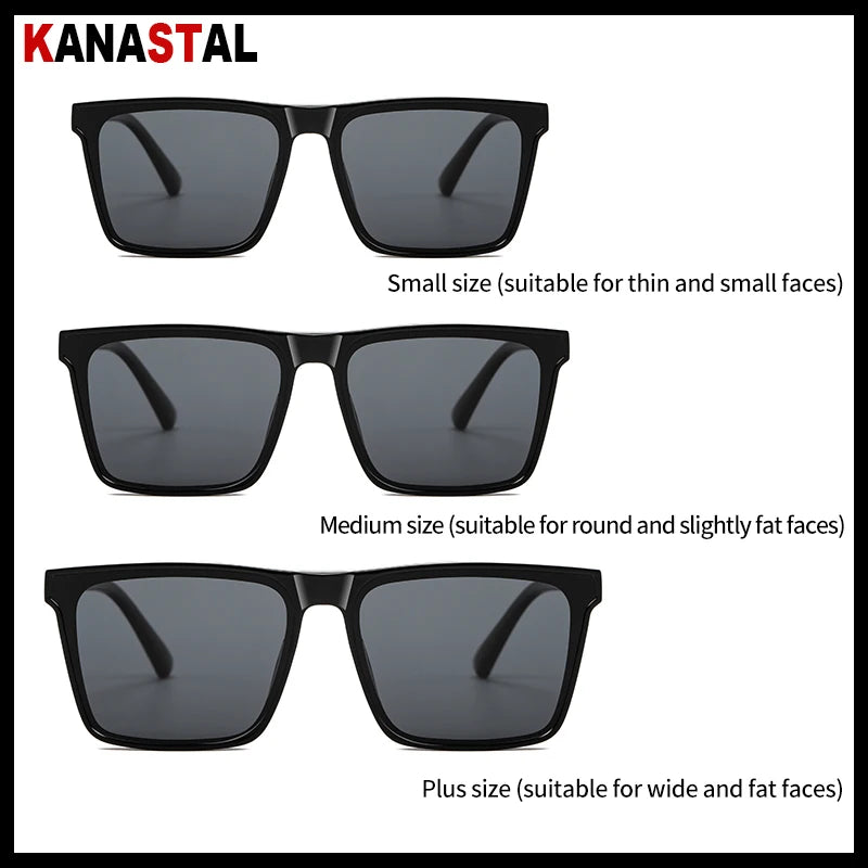 Men Sunglasses UV400 Polarized Sun Glasses Women TR90 Sunscreen Big Square Eyeglasses Frame Driving Goggles Fishing Eyewear