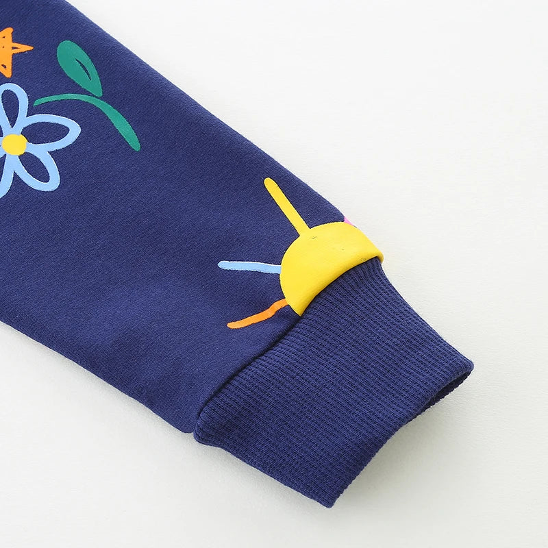 Little maven Children's Clothing Kids Clothes Girls 2026 New Autumn Spring Cartoon Rainbow Flowers Sweatshirts Tops Cotton