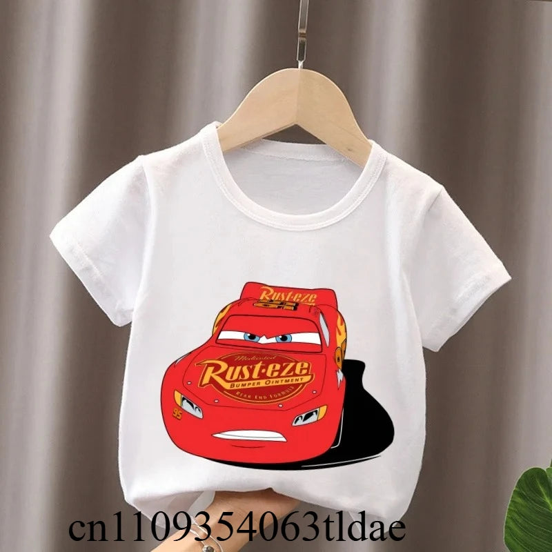 Hot Sale Car Pixar Lightning McQueen Print Cute Kids T-Shirts Girls Clothes Baby Boys Short Sleeve T Shirt Summer Children Tops