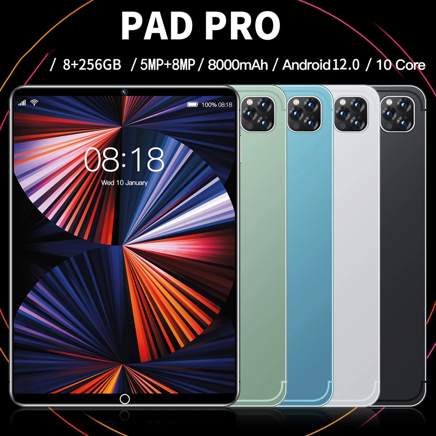 10.1 Inch Android Tablet 4G /5G LTE Phone Call Octa Core 8GB+512GB ROM Bluetooth Wi-Fi Google High Definition Display Tablet PC