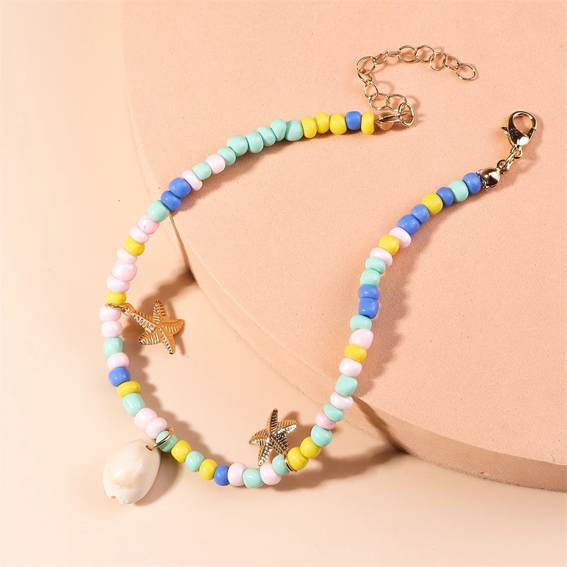Bohemian Handmade Beads Anklets Embroidery Braided Ankle Bracelets Summer Beach On Leg Foot Chain Female Girls Jewelry Gifts