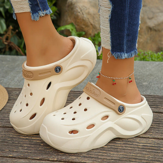 Mix Color Chunky Platform Clogs for Women Summer 2024 Soft Thick Bottom Beach Sandals Shoes Woman Non Slip Eva Wedges Slippers