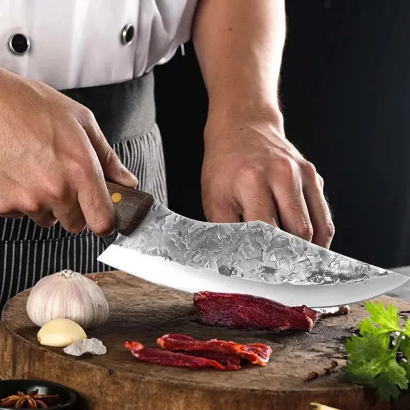 Wood Handle Kitchen Boning Knives Meat Cleaver Vegetable Bone Chop Butcher Knife Stainless Steel Professional Hand Forged Knives