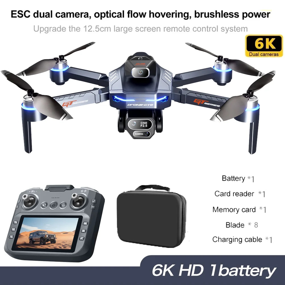 NEW GT8 Mini Drone with GPS 8K Dual Cameras 180° UHD HD 5G WiFi Brushless Motors Obstacle Avoidance FPV Foldable Quadcopter 3000