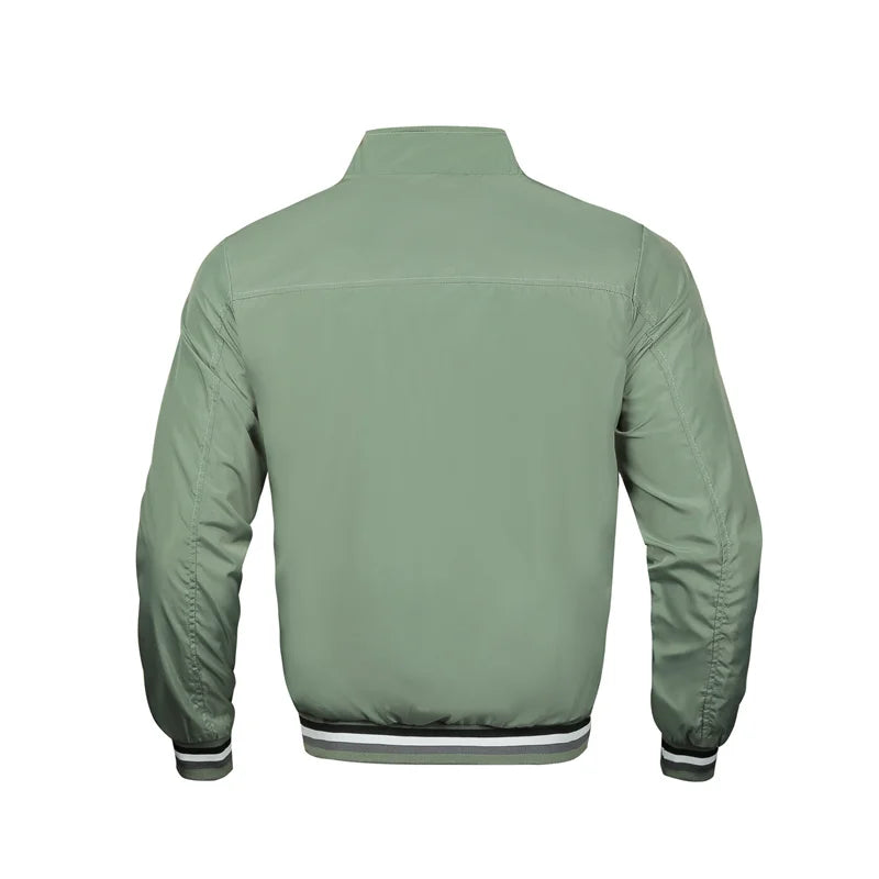 Men's casual sports spring and fall zipper baseball side seam pocket casual jackets without hooded daily