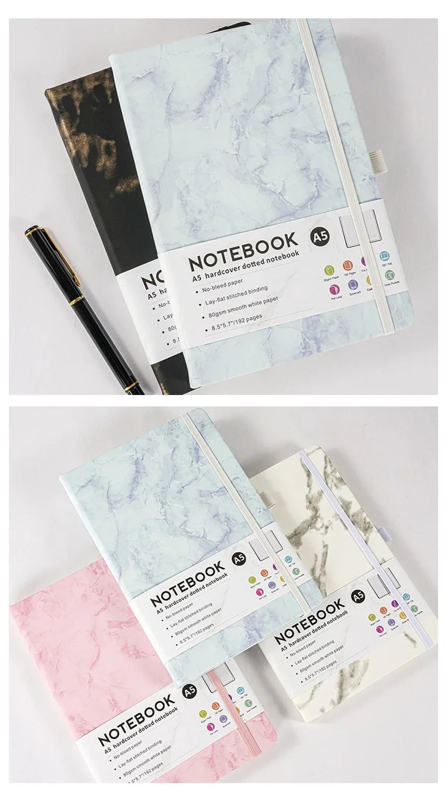 Hard Cover Sketchbook Strap Notebook A5 Lined Stationery Notebooks and Journals Diary Writing Pads Office School Supplies