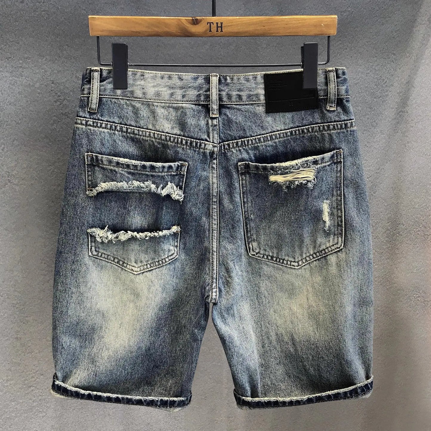 Summer 2025 Trend Ripped Denim Shorts Boys Handsome Retro Casual Five-point Pants Korean Trendy Mens Denim Short Jeans for Men
