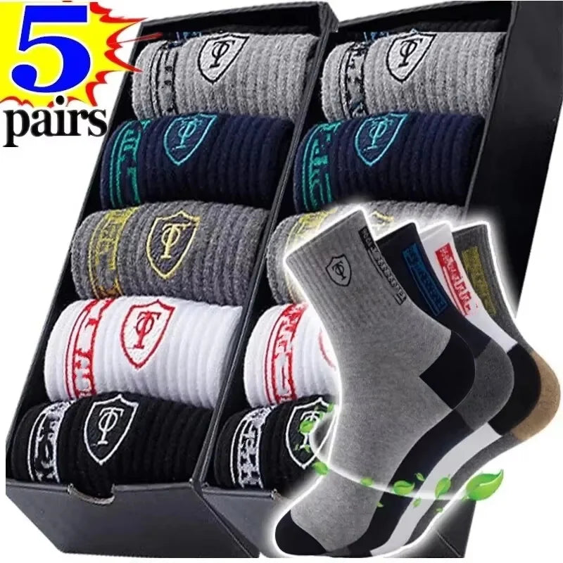 5pairs/set Men's Breathable Casual Sports Socks Quarter Socks For All Seasons