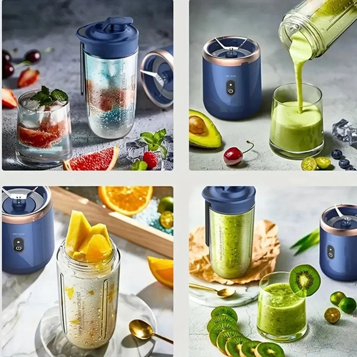 6 Blade 400ml Portable USB Blender Electric Travel Juicer Cup Mini Kitchen Tool for Smoothies Shakes