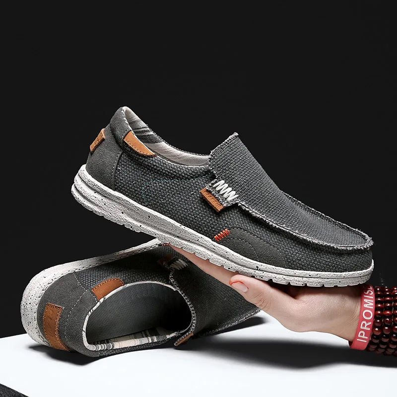 Men Canvas Shoes Slip On Loafers Summer Breathable Sneakers Men Comfty Casual Men Shoes Lightweight Flats Men Walking Zapatos