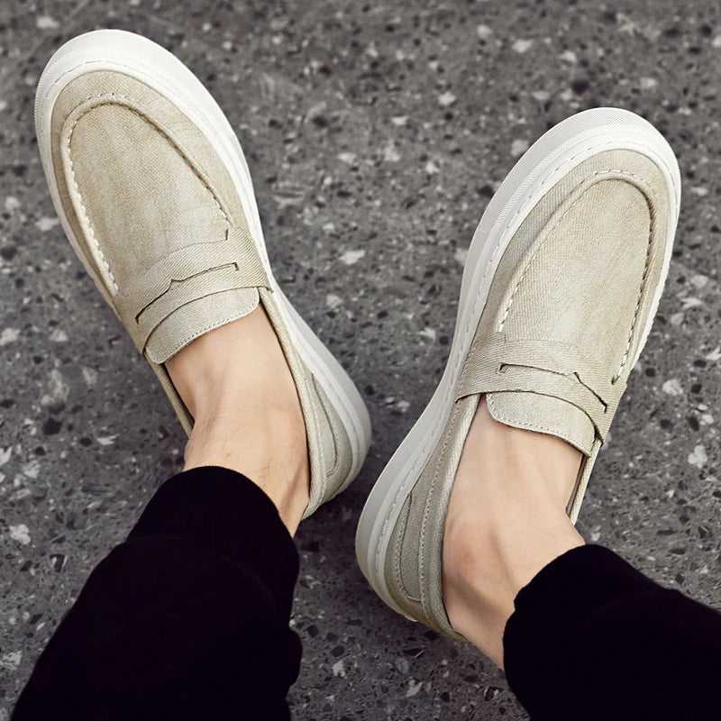 Designer Brand Men's Loafers Green Casual Shoes Men's Lightweight Soft Soled Walking Flat Shoes Brown Luxury Sneakers for Men
