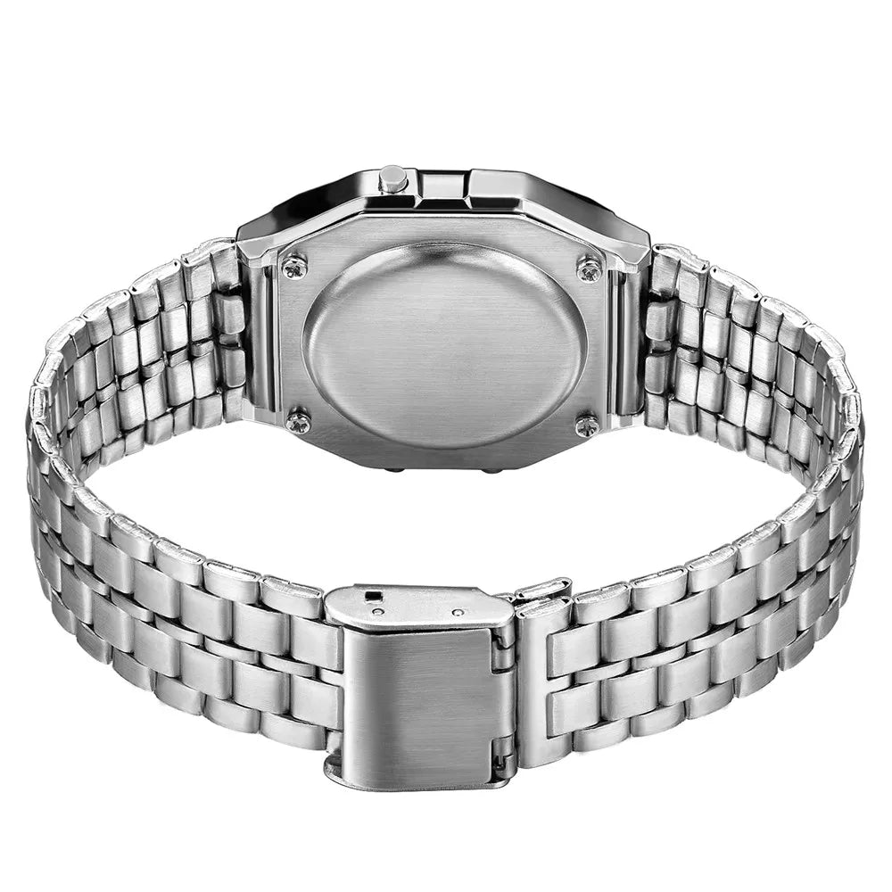 Luxury LED Digital Watch for Men Stainless Steel Men's Electronic Wristwatch Simple Business Gold Sliver Mens Watch Reloj Hombre