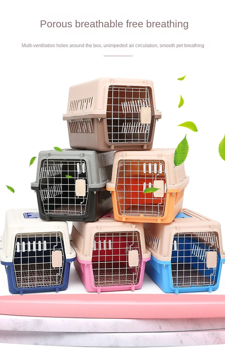 Outdoor Large Plastic Cat CageLarge Airline Pet CageCat Shipping Box Portable Pet Supplies