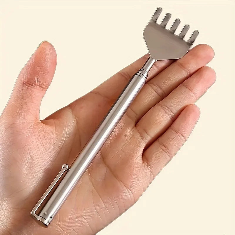 Stainless Steel Retractable Back Scratcher - Extendable Itch Relief Tool with Non-Ticking Scratching Artifact, Portable Back Rak