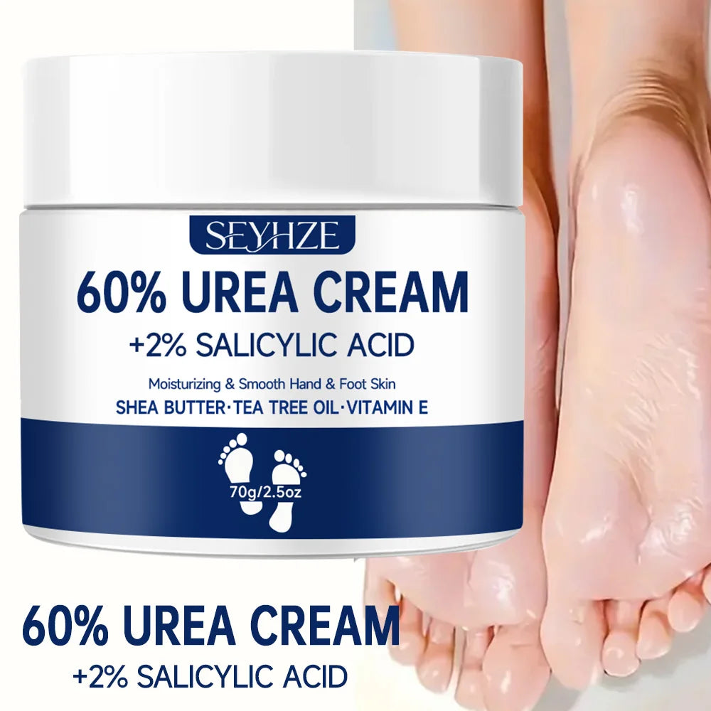 SEYHZE 60% Urea Foot Cream with 2% Salicylic Acid, moisturizing cream suitable for cracked heels and dry hands, soft light beige