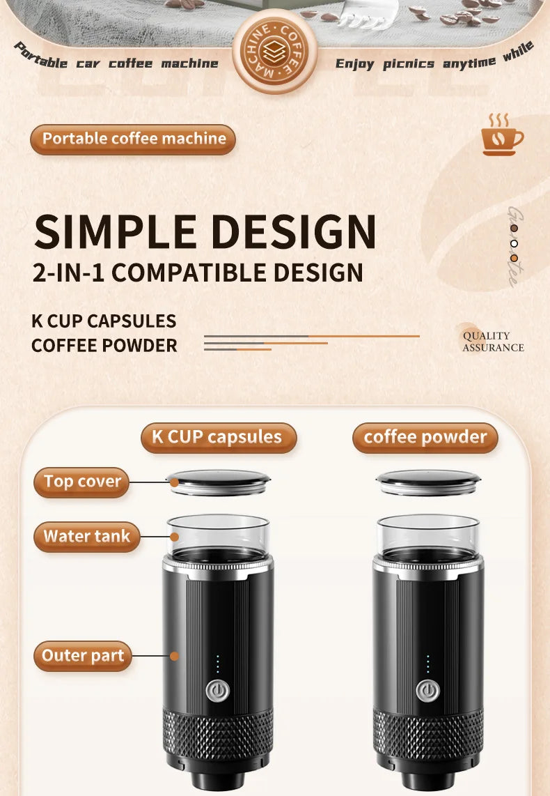JFBONIN Electric Portable Coffee Machine Capsule Ground Coffee Brewer for Coffee Powder And Coffee Capsule - Coffee Maker