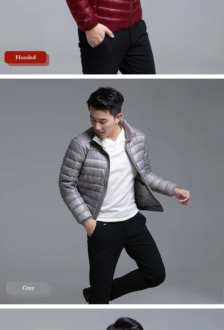 2024 New Arrivasl Men's Ultra Lightweight Packable Down Jacket Autumn Spring Winter Water and Wind-Resistant Breathable Coat