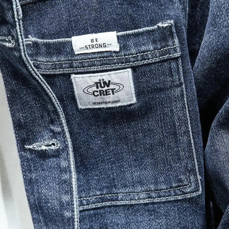 Men's Casual Single Breasted Cotton Blue Fashion Spring Autumn Denim Coat Trendy Brand Stylish High-end Washed Workwear Jacket