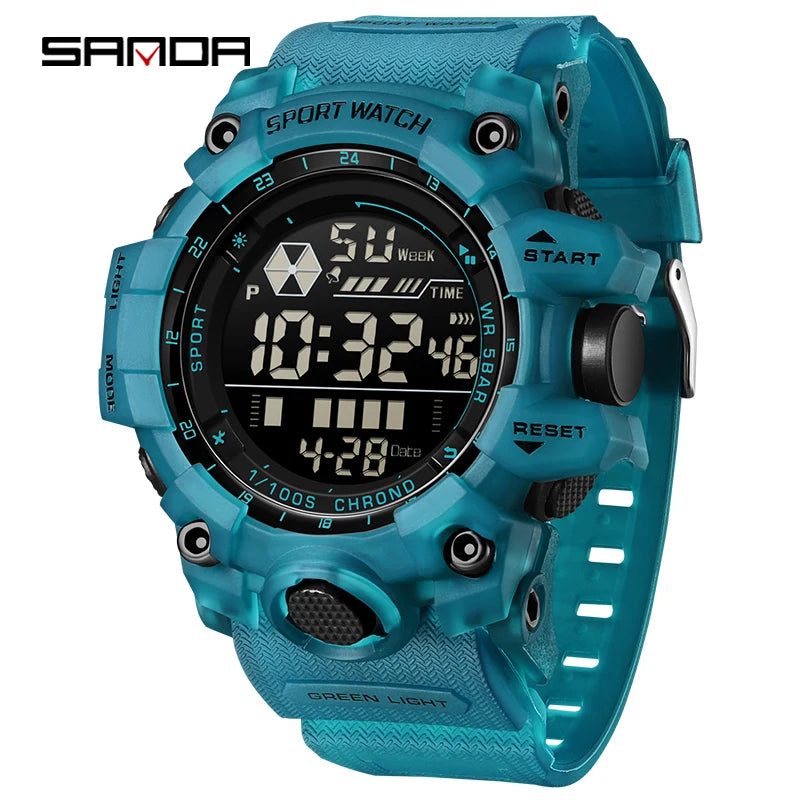 SANDA Outdoor Sports Men Watch Waterproof LED Analog Digital Show Multifunction Big Dial Electronic Wristwatch G style Male Cloc