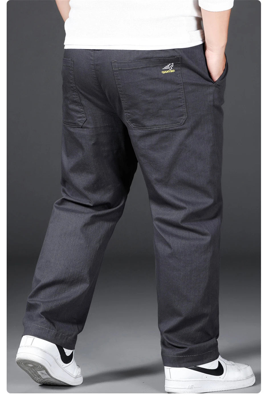 Plus Size 12XL Pants Men Casual Trousers Elastic Waist Straight Pants Male Fashion Grey Black Pants Big Size 10XL 12XL