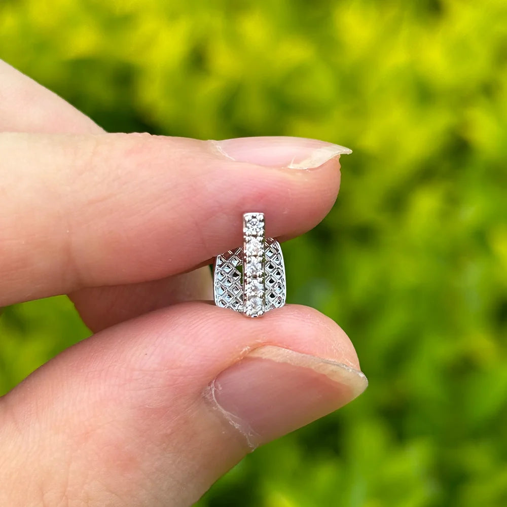 YOUNGX Hip Hop Single Vertical Bar Zircon Teeth Grillz Y2K Vintage CZ Stone Tooth Caps For Women Men Jewelry Dental Grills