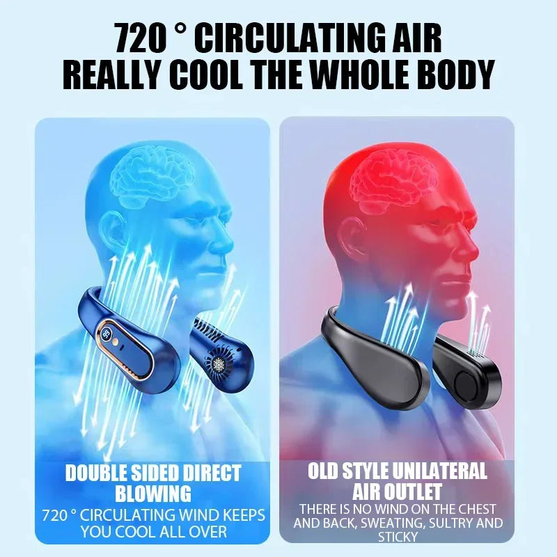 Hanging Neck Fan Digital Display Power Bladeless Neckband Fan Portable Mini Air Cooler USB Rechargeable Electric Fans