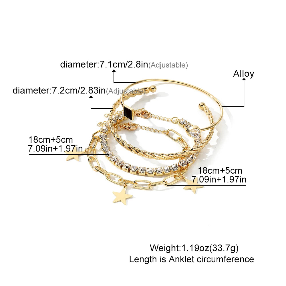 IPARAM Personality Lock Key Crystal Chain Bracelets Love Cupid's Arrow Opening Bangles Set Woman Trendy Accessories