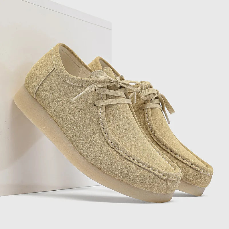 Retro Handmade Men's Casual Shoes Low Top Velvet Surface Smoke Rubber Spring Autumn British Style Flat Heel round Toe N-1