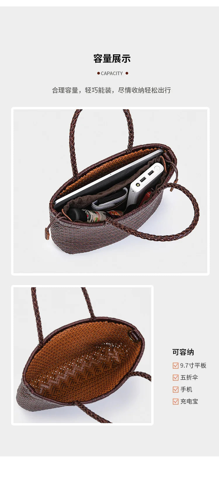 2026 spring new braid bag French basket bag Vintage Boho Gypsy Aztec Ibiza Genuine Leather Messenger Bag  female ins style