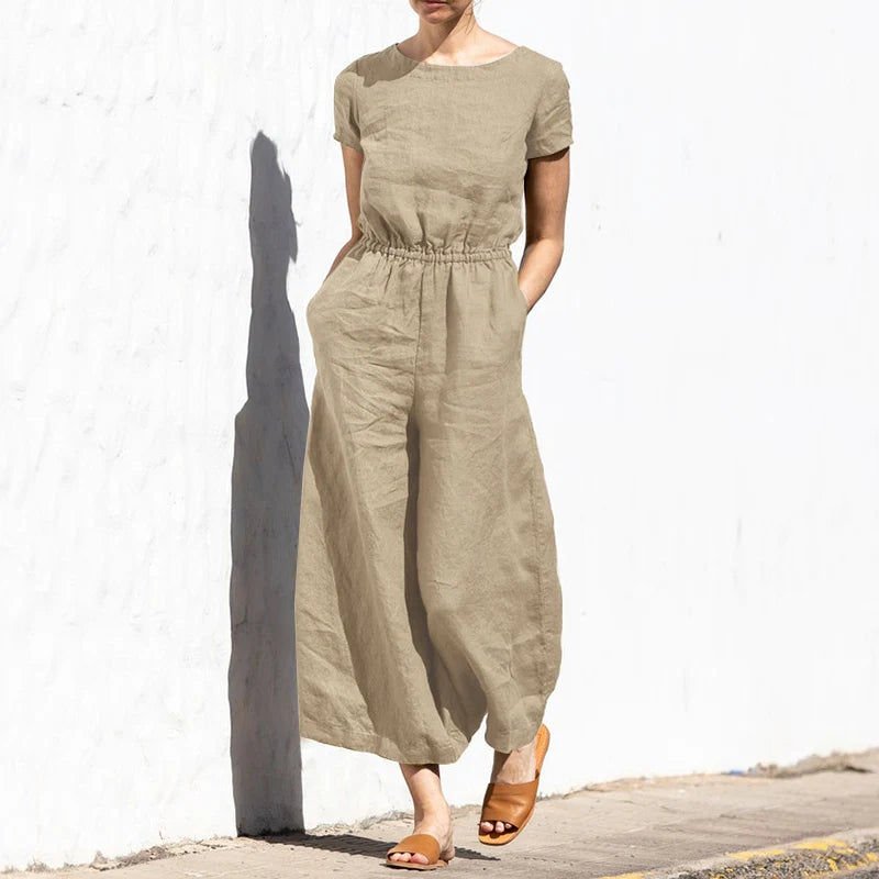 New Summer plus Size  Color High Waist Svel Long Pants Women's Faion Casual Loose Sle One-Piece Suit