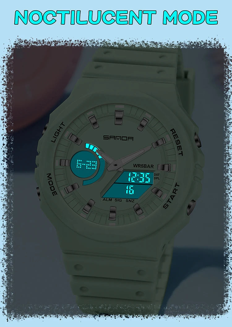 SANDA Top Luxury Men's Quartz Watches Waterproof Men Military Sport Watch Relogio Masculino Dual Display LED Digital Wristwatch