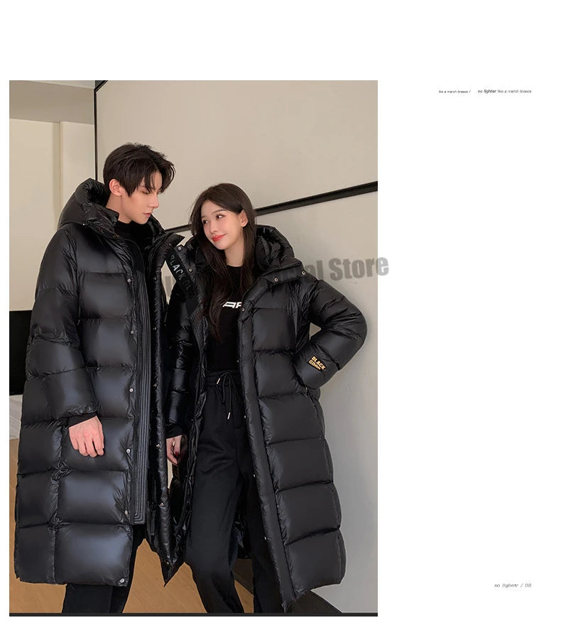 2023 New Arrivals Winter 90% White Goose Down Couple Hooded Coat Top Grade Men's Women Thick（Winter) Warm X-long Jackets