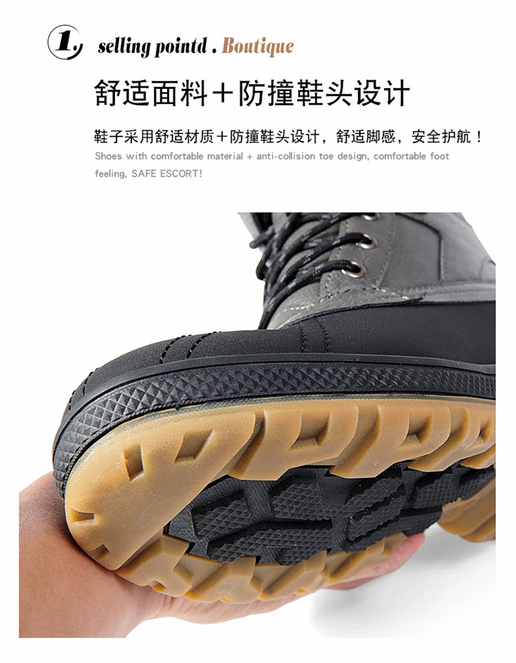 Plus Size 47 Outdoor Men Boots Winter Snow Boots for Men Training Work Boots Waterproof Slip-Resistant Keep Warm Winter Shoes