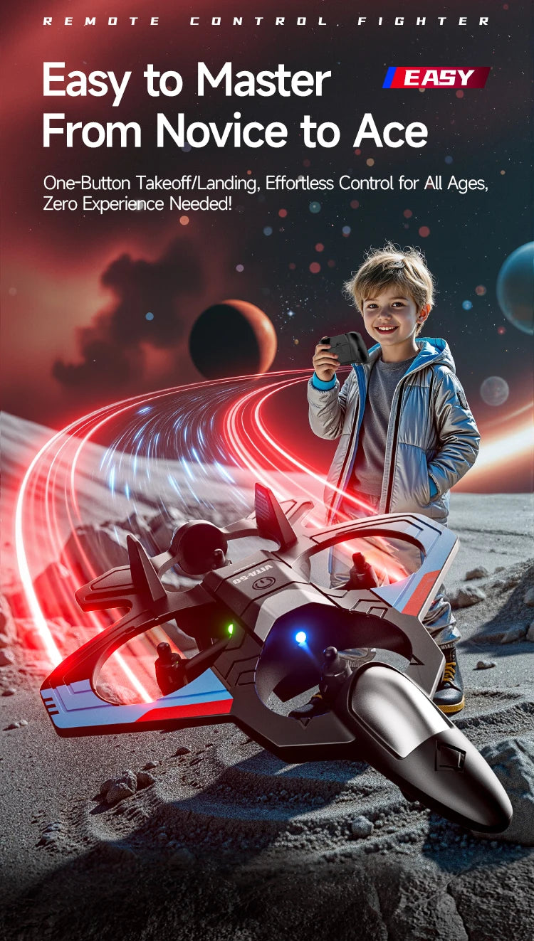 V50 RC Plane 2.4G Remote Control Aircraft 360° Stunt Helicopter Glider with Light Fighter Airplane Toy for Boys Children Gifts
