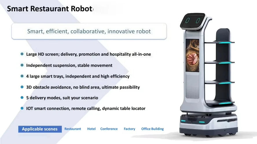 Intelligent Restaurant Delivery Robot Factory Shopping Mall Welcome Autonomous navigation, contactless delivery Customized
