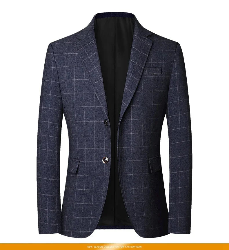 TFETTERS Brand 2025 Spring Mens Wedding Suits Blazer Check Autumn Single Breasted Suits Blazers Men Fashion Blazer for Mens