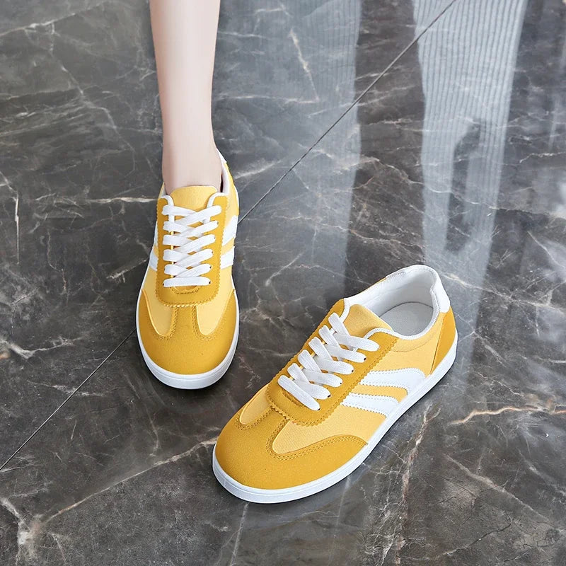 Women Tennis Sneakers Flats Ladies Fashion Mixed Colors Lace-up Vulcanized Shoes Spring Autumn Woman Outdoor Trainers Footwear