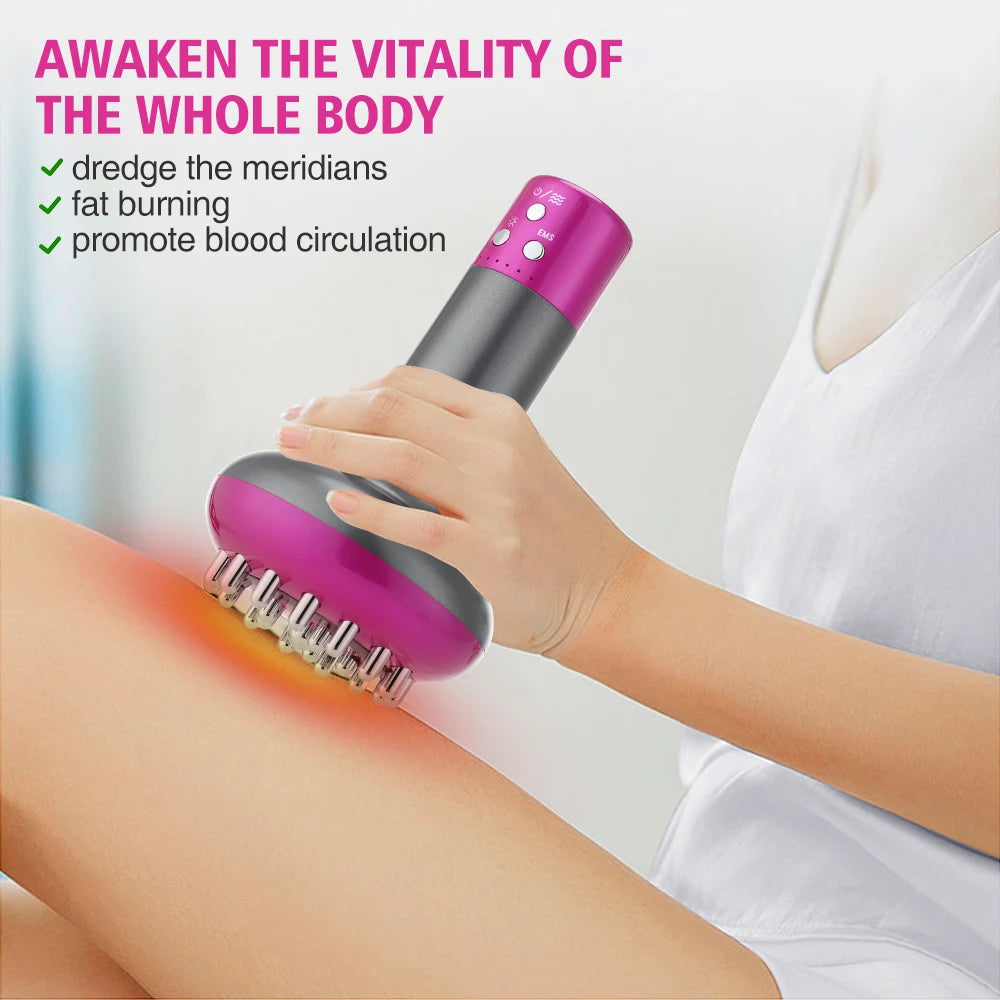 Rechargeable Guasha Massager Body Shaping Heating Meridian Scraping Brush Lymphatic Drainage Machine Fat Burner