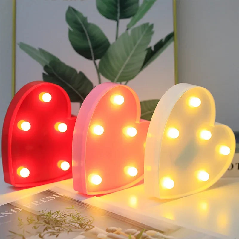 Romantic Valentine's Proposal 3D LOVE LED Letter Sign Night Light Heart Marquee Table Lamp Lanterns Lamp for Christmas Wedding