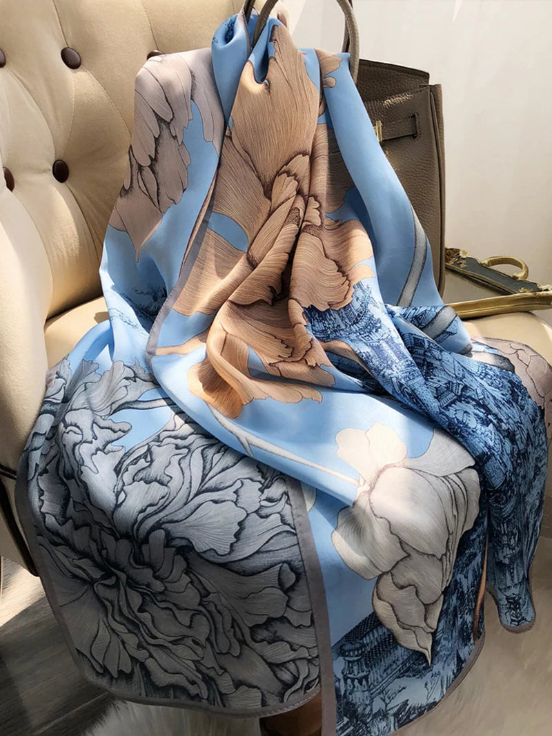 Spring Scarf Women's Luxury Design Polyester Material Smooth Scarf Soft Shawl Beach Scarf