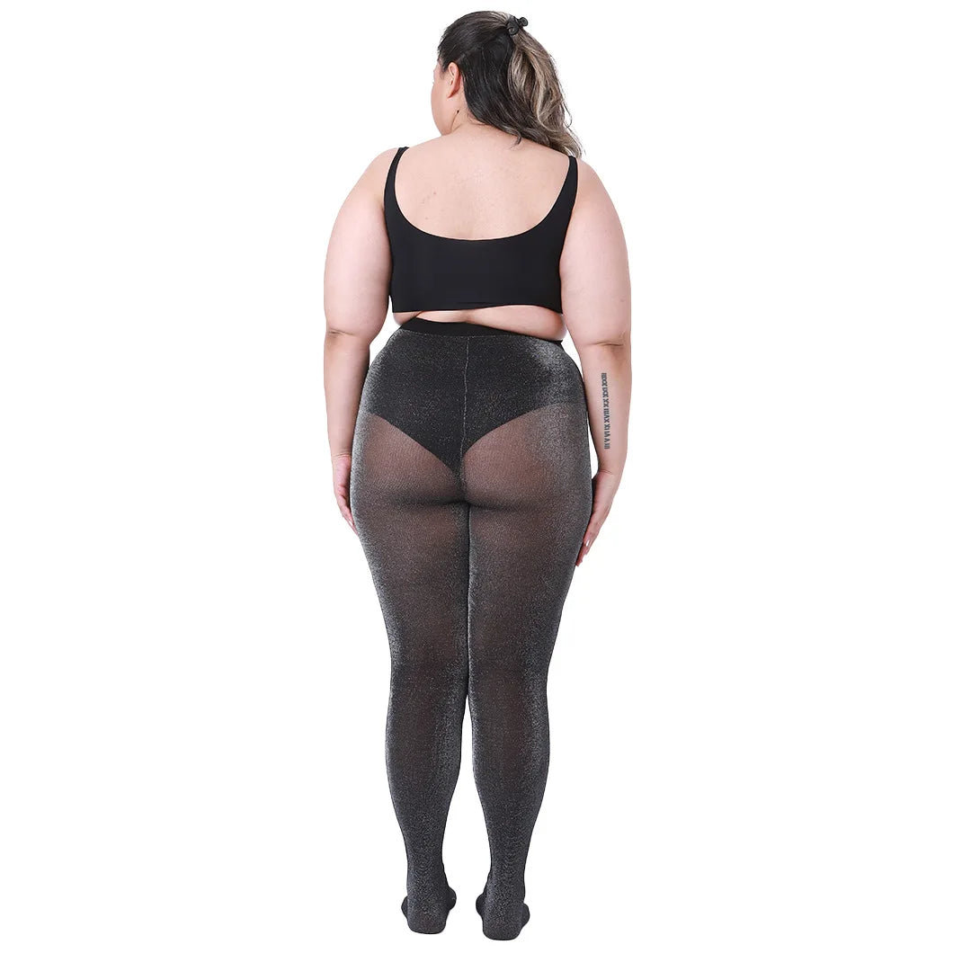 Plus Size Pantyhose 60D Sheer Tights Big Size Women's Silver Glitter Stockings Stretch sexy pour femme xxl Large Sizes up to 5XL